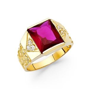 14K Yellow Gold CZ Men's Ring